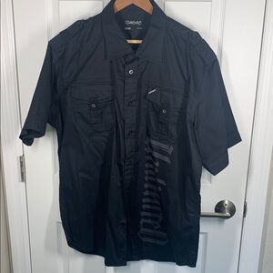 Mens black short sleeved ecko unlimited button down shirt size 2XL